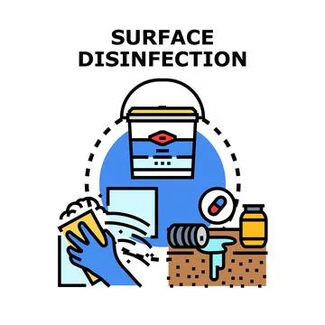 Surface disinfection process protecting from germs and virus Иллюстрация