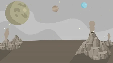 A surface of a Distant planet with Steamy Volcanic Gazers 4K Stock Footage 54196124