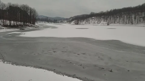 The surface of the frozen lake Stock Footage 85706013