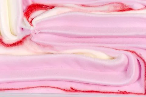 Surface of fruit ice cream in container, fragment close-up Stock Photos