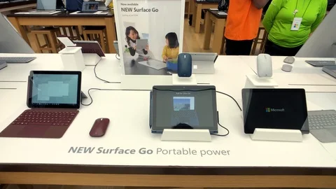 Surface Go tablet ps in Microsoft store Stock Footage 98213961