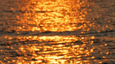 Surface of golden colored sea, blurred image Stock Footage 112605701