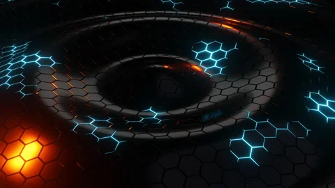 A surface of hexagons moving in waves. Infinitely looped animation Stock Footage 220069397