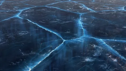 Surface of the ice crust 3D animation of the movement of the camera above the Stock Footage 118294931