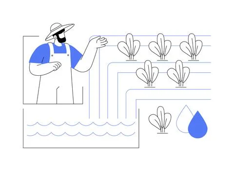 Surface irrigation systems isolated cartoon vector illustrations. Stock Illustration