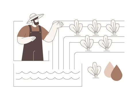Surface irrigation systems isolated cartoon vector illustrations. Illustrazione stock