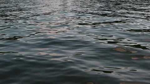 Surface of a lake with rippling water reflecting sunlight throughout the day. Stockbeeldmateriaal 336777541