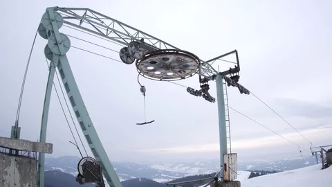 Surface lift cable wheel. Stock Footage 73073272