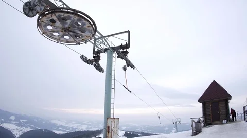 Surface lift cable wheel. Stock Footage 73073343