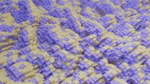 The surface is made up of oscillating cubes that move rhythmically, creating 库存影片 329503119