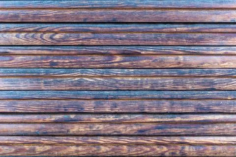 Surface made of worn horizontal narrow wooden slats Stock Photos