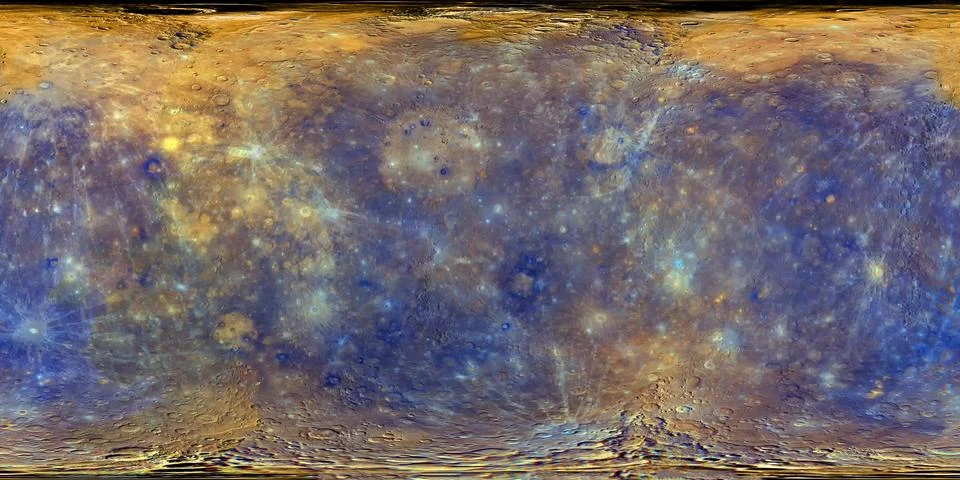 Surface map in a cylindrical projection for spherical texture mapping of Merc 库存照片
