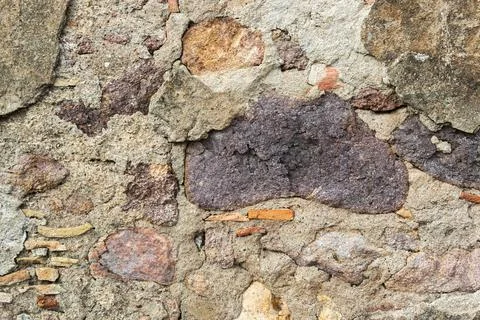Surface material texture of old concrete, stones and bricks Stock Photos