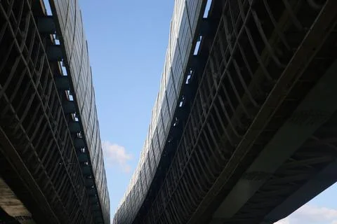Surface metro line passes through the park, Butovo, Moscow, June 2022. Stock Photos