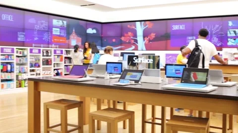 Surface - Microsoft Store in Boston, United States. Stock Footage 58624162