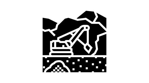 Surface mining glyph icon animation Stock Footage 326147639