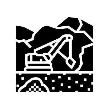 Surface mining glyph icon vector illustration Illustrazione stock