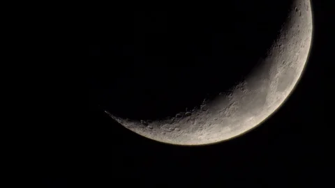 Surface of the Moon, Real High Resolution 4K video , 1200mm lens Stock Footage 129529438