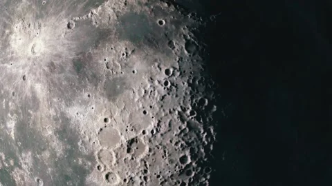 Surface of The Moon as the Terminator Sweep the Surface Highlighting the Craters Stock Footage 131073777