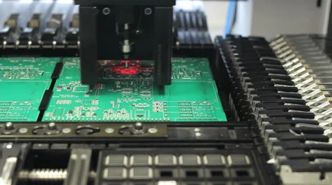 Surface Mount Technology (Smt) Machine places elements on circuit boards Stock Footage 54202053