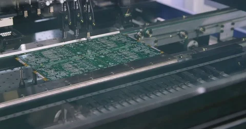 Surface Mount Technology (Smt) Machine places elements on circuit boards Stock Footage 69764045