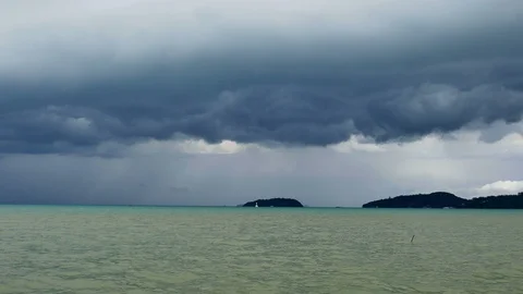 Surface movement of sea water and sky before rain. Stock Footage 89657152