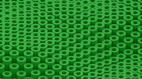 Surface with moving green cylinders animation background closeup Stock Footage 119829172
