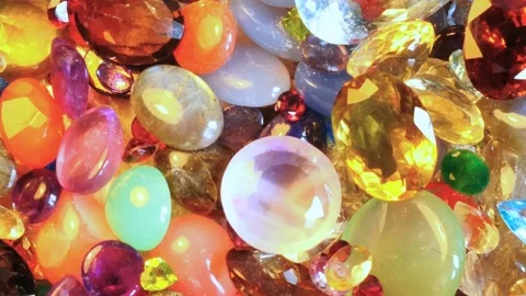Surface of natural precious gemstones lamp lightning zoom Stock Footage 76392653