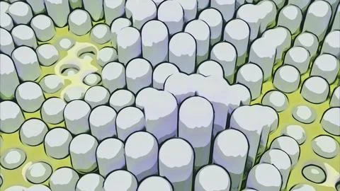 Surface with numerous repeating cylinders. Design. Isometric background with Stockillustratie