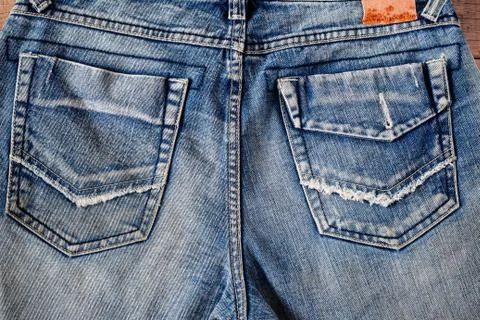 Surface of old jeans. 스톡 사진