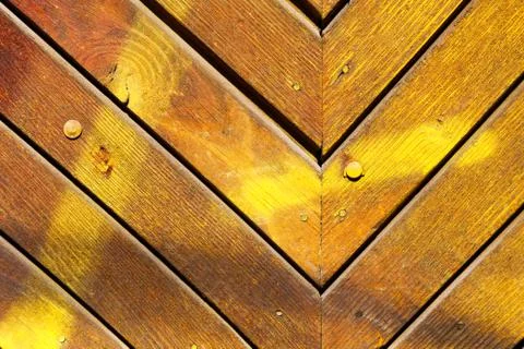 Surface of an old wooden planks arranged V-shape Stock Photos