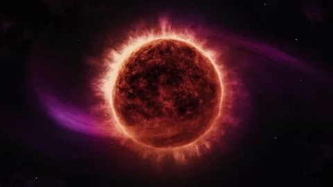 Surface of planet with atmosphere, burning sparks, gas and plasma Stock Footage 168255525