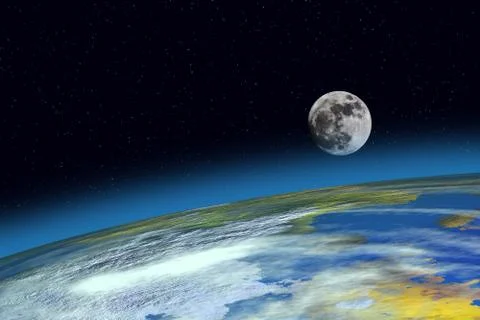 Surface planet earth and moon Stock Illustration