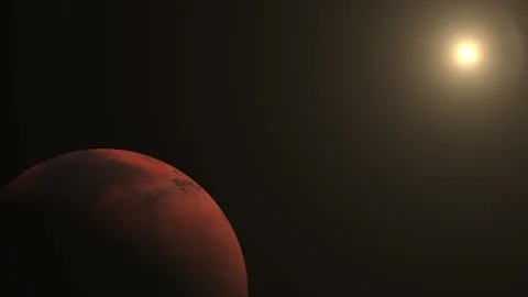 The surface of the planet mars and the sun in space Stock Footage 308488283