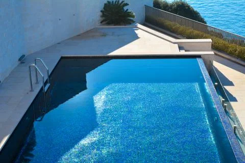 The surface of the pool on the background of the Adriatic Stock Photos