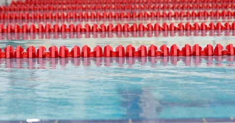 The Surface Of The Pool With Red Dividers Stock Footage 106997291