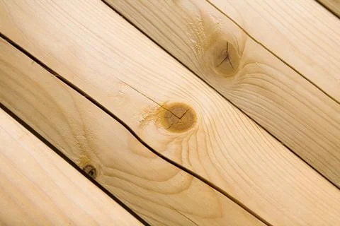 The surface of the processed wooden beam close-up. Stock Photos