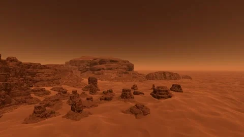 Surface of the red planet in the Martian desert with dunes on Mars Stock Footage 274998856
