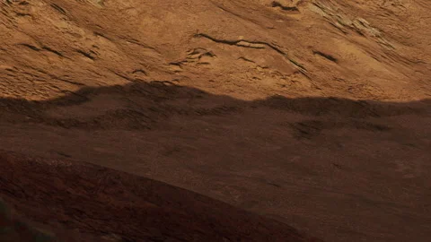 Surface of a rocky terrain with shadows during the day on an alien planet Stock Footage 339883742