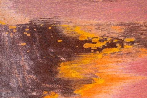 Surface of rusty iron with remnants of old paint, background, texture Stock Photos