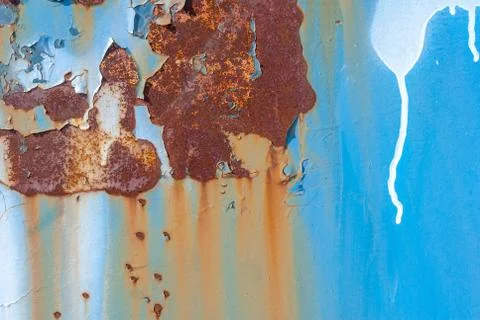 Surface of rusty iron with remnants of old paint, chipped paint, texture back Stock Photos