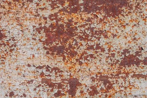 Surface of rusty iron with remnants of old paint, chipped paint, texture back Stock Photos