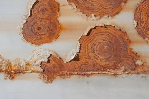 Surface of rusty iron with remnants of old paint, grunge metal surface Stock Photos