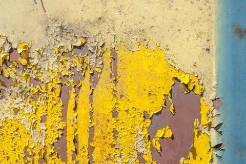 Surface of rusty iron with remnants of old paint, chipped paint, background Stock Photos