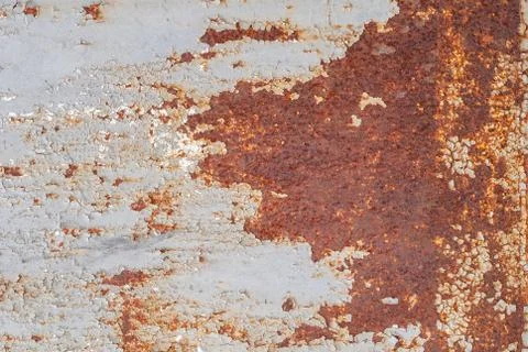 Surface of rusty iron with remnants of old paint, chipped paint, texture Stock Photos