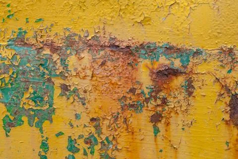 Surface of rusty iron with remnants of old paint, chipped paint, texture Stock Photos