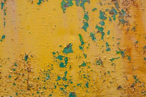 Surface of rusty iron with remnants of old paint, chipped paint, texture Stock Photos