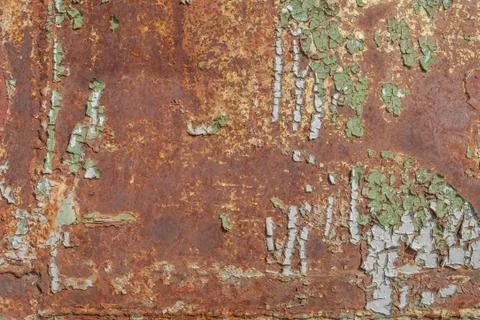 Surface of rusty iron with remnants of old paint, chipped paint, texture Stock Photos