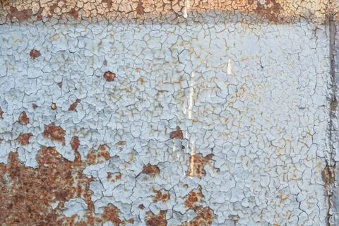 Surface of rusty iron with remnants of old paint, chipped paint, texture Stock Photos