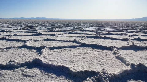 Surface With Salt Deposits Of Large Salt Pan (Salinas Grandes, Argentina) Stock Footage 168058095